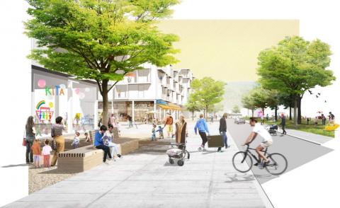 Parkterrasse: Gestaltungsplan für die Heidelberger Konversionsfläche des „Mark Twain Village“ (Quelle: Teleinternetcafe und Trei